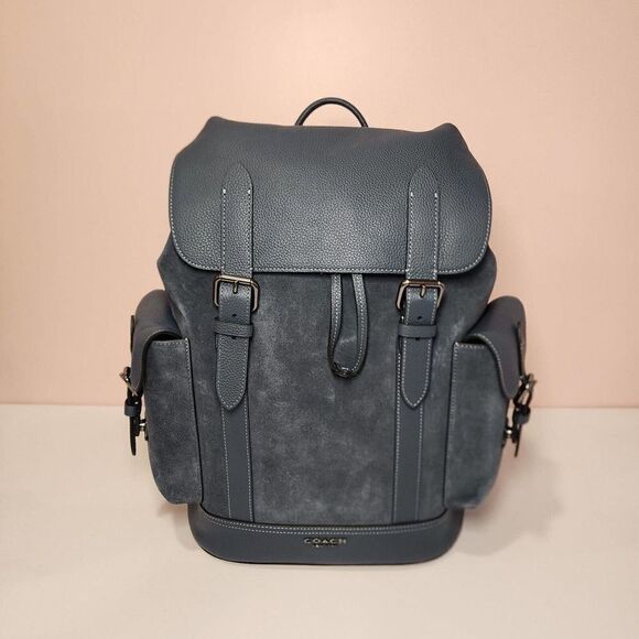 NWT Coach CL955 Men’s Hudson Backpack Gunmetal/Denim Suede - Picture 1 of 7